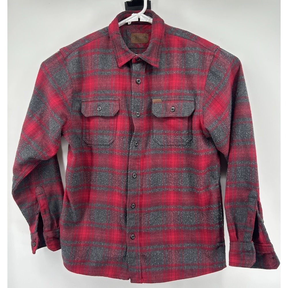 Orvis Red And Gray Plaid Heavy Flannel Button Down Long Sleeve Men's Medium